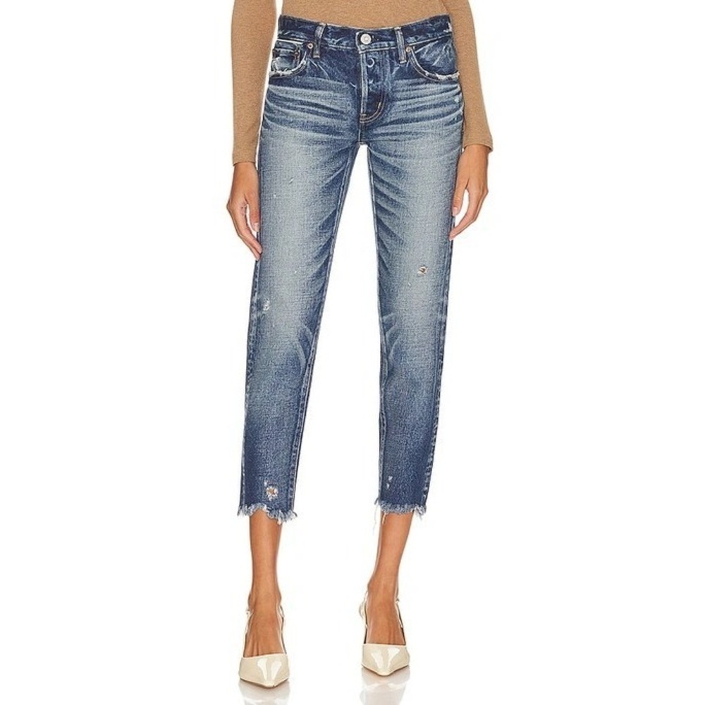 Moussy Vintage Kearny Jeans Women's 29 Cropped Distressed Raw Hem Made Japan